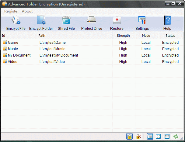 Screenshot of Advanced Folder Encryption