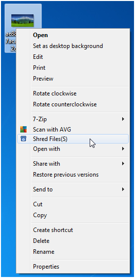 erase files with Shred Files