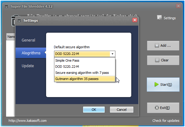 multiple algorithms for securely erasing a hard drive