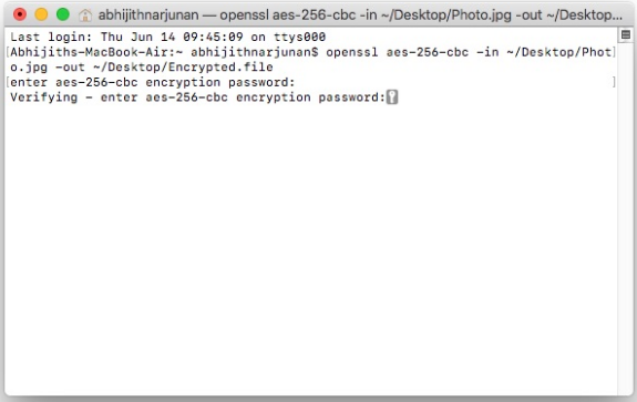 use terminal to encrypt mac folders
