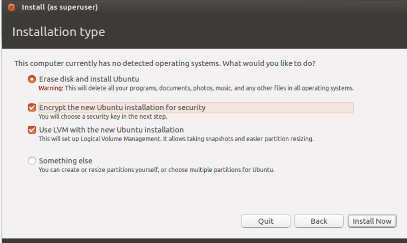 linux internal option to encrypt