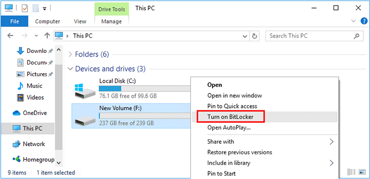 encrypt folder using bitlocker