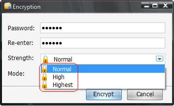 encryption mode options