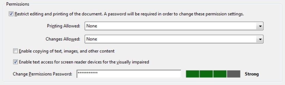 restrict pdf copy and edit permission