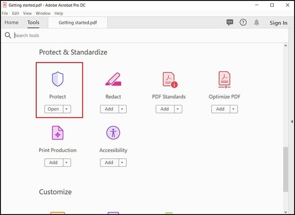 secure a pdf on windows with adobe