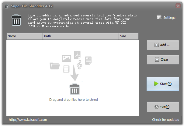 free file shredder interface