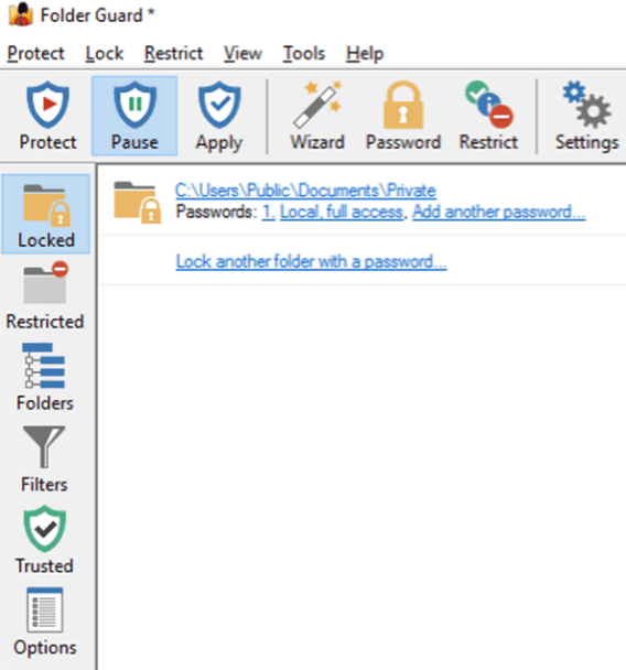 use Folder Guard to folder protection