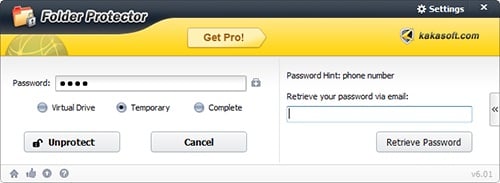 Retrieve your Folder Password via Recovery Mailbox