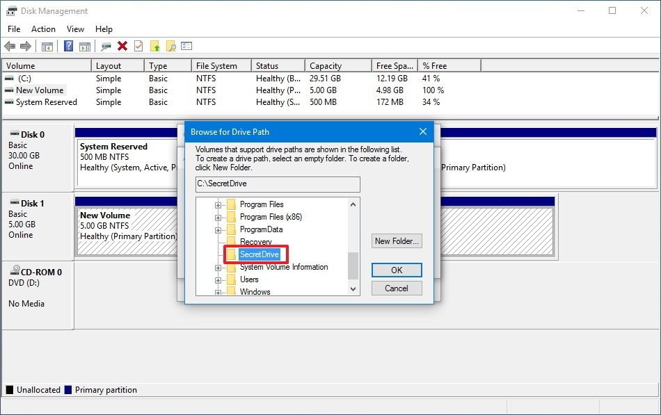 browse drive path diskmanagement