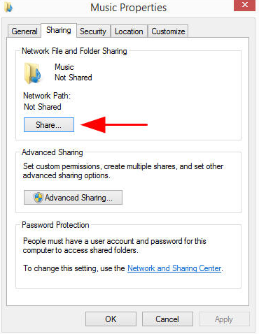 folder sharing setup