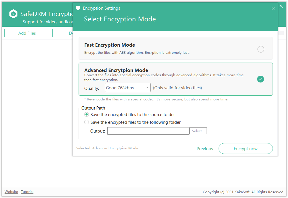 encryption mode setting