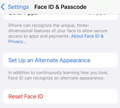 reset face id to fix the activation problem