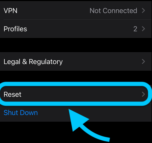 reset all settings