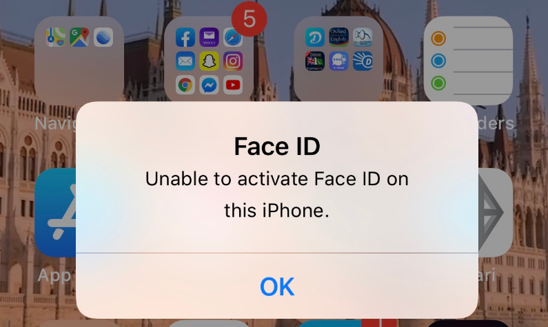 unable to activate face id on this iphone