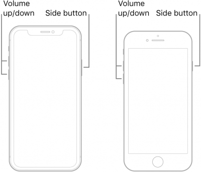 force restart iphone when vertiacl lines have expanded