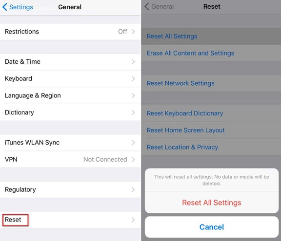 reset setting when iphone stuck in boot loop