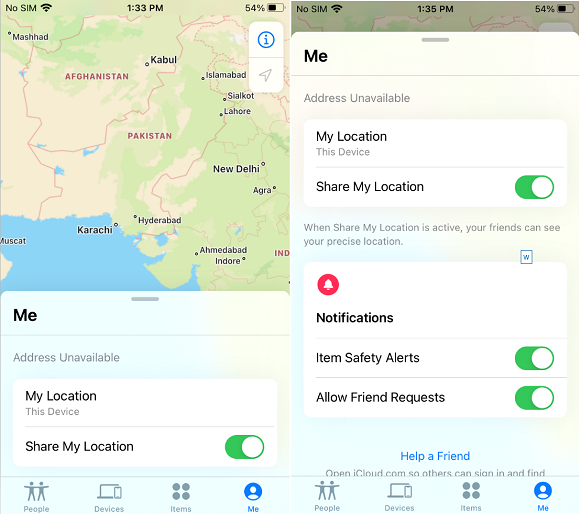 turn off location in find my iphone